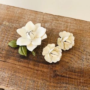 Vintage Floral Pin and Earrings
